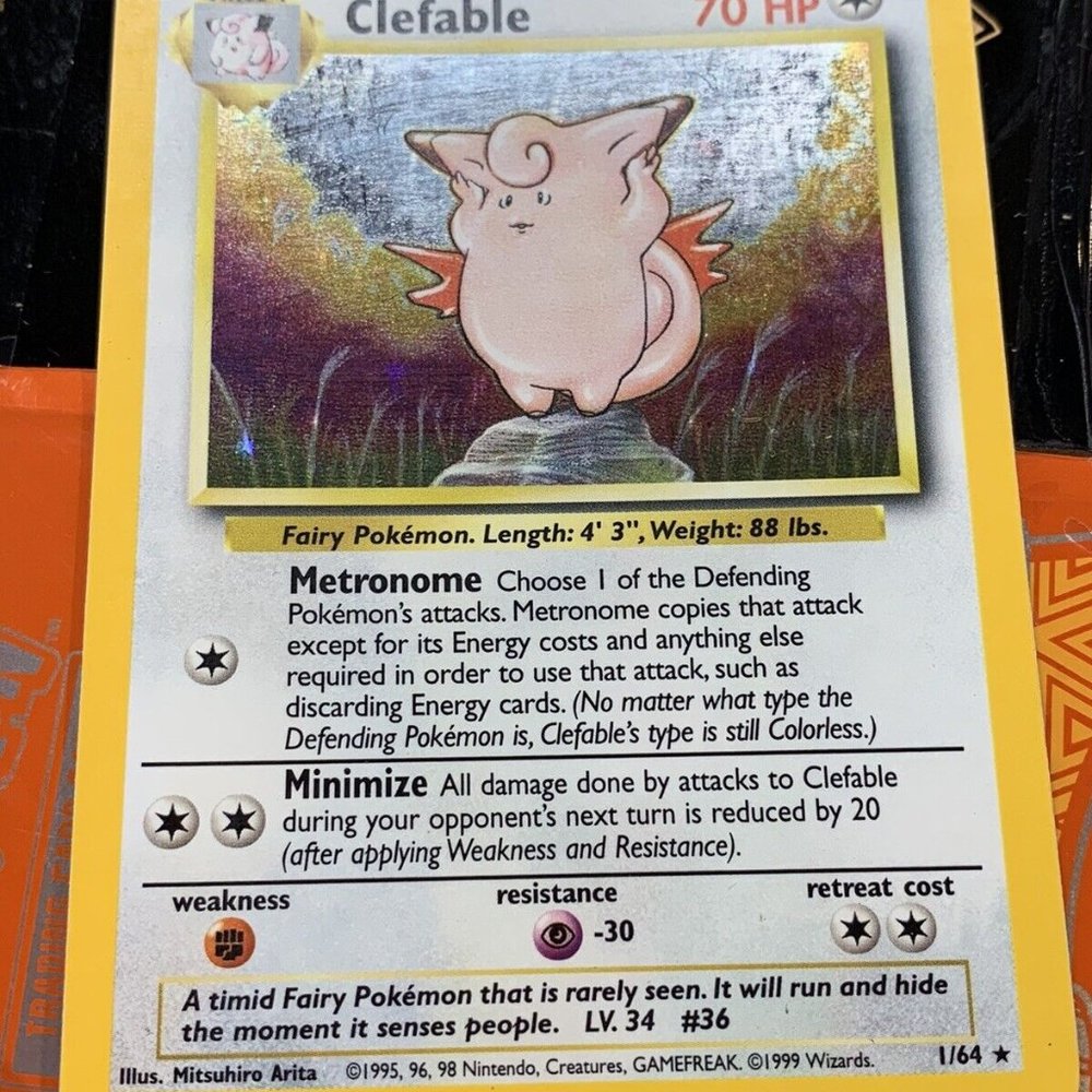 Foil Holo “Clefable” 1/64 Holographic No Symbol Misprint Gradeable Pokemon Card